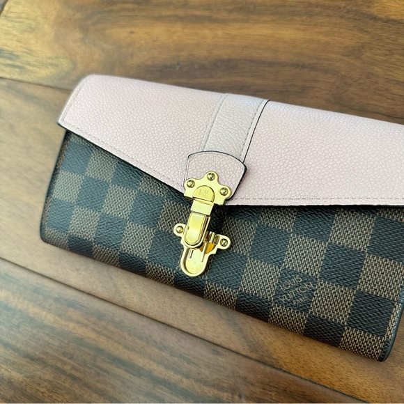 Vintage Authentic Louis Vuitton Damier Ebene Magnolia Rose Pink Clapton Wallet - Picture 7 of 17